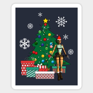 Lara Croft Around The Christmas Tree Sticker